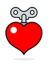 Colorful red heart pacer icon with a winder key