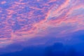 Colorful with red, orange and blue dramatic sky on the clouds for abstract background. Romantic sunset background with beautiful Royalty Free Stock Photo