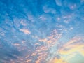 Colorful with red, orange and blue dramatic sky on the clouds for abstract background. Romantic sunset background with beautiful Royalty Free Stock Photo