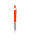Colorful red or orange with gray design ball point pen with isolated on white background with clipping path , vertical Royalty Free Stock Photo