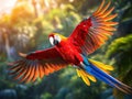 Ai Generated illustration Wildlife Concept of Colorful red parrot macaw Royalty Free Stock Photo