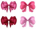 Colorful red and pink bows and ribbons illustration