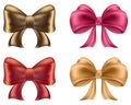 Colorful red and pink bows and ribbons illustration Royalty Free Stock Photo