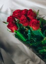 Colorful red roses bouquet flowers romanric  valentines day holiday gift Royalty Free Stock Photo