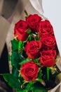 Colorful red roses bouquet flowers romanric  valentines day holiday gift Royalty Free Stock Photo