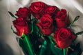 Colorful red roses bouquet flowers romanric valentines day holiday gift Royalty Free Stock Photo