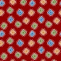 Colorful red simple african mudcloth fabric seamless pattern, vector