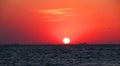Colorful red sunset at Black Sea, in Romania. Royalty Free Stock Photo