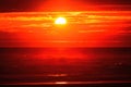 Colorful Red Sunset Ocean Canon Beach Oregon Royalty Free Stock Photo