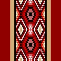 Colorful red white and black aztec ornaments geometric ethnic seamless border, vector