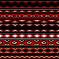 Colorful red white and black aztec striped ornaments geometric ethnic seamless pattern, vector Royalty Free Stock Photo