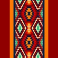 Colorful red yellow blue and and black aztec ornaments geometric ethnic seamless border, vector