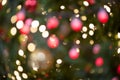 Colorful Red, Yellow and Green Christmas Tree Bokeh background o Royalty Free Stock Photo