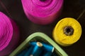 Colorful reels of threads