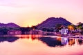 Colorful reflection sunset in lake