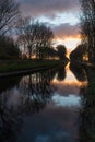 Colorful reflections at the canal near Bruges at the Blinker and Stinker River Royalty Free Stock Photo