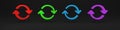 Colorful Refresh icon isolated on black background. Reload symbol. Rotation arrows in a circle sign. Minimalism concept