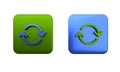 Colorful Refresh icon isolated on white background. Reload symbol. Rotation arrows in a circle sign. Square button. 3D