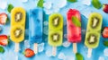 Colorful and Refreshing Fruit Popsicles on White Background