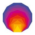 Colorful convex regular polygons, showing Mach bands optical illusion