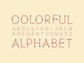 Colorful regular font. Vector alphabet