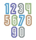 Colorful regular stripy numeration, modern vector poster numbers