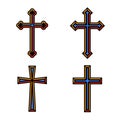 Colorful religious Christian crosses crucifix set design. Vector illustration