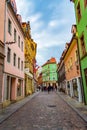 Meissen Old Town paved street colorful historical houses Germany Royalty Free Stock Photo