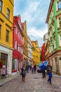 Paved street to Market square and colorful historical houses Meissen Germany Royalty Free Stock Photo