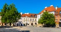 Colorful renovated tenement houses of historic New Town quarter - Nowe Miasto - at Rynek Nowego Miasta New Town Market Square in