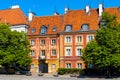 Colorful renovated tenement houses of historic New Town quarter - Nowe Miasto - at Rynek Nowego Miasta New Town Market Square in