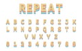 Colorful Repeat Font. Alphabet in colorful trending. Reto bold font