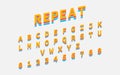 Colorful Repeat Font. Reto bold font. Alphabet in colorful trending. Vector font and alphabet