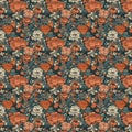 Colorful repetitive floral pattern. Vintage floral wallpaper design.