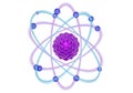 A colorful representation of an atomic structure with electron orbits and a nucleus Royalty Free Stock Photo
