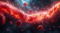 Colorful representation of blood vessels and red blood cells in motion Royalty Free Stock Photo