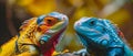 Colorful Reptiles Pondering Observers. Concept Reptiles, Colorful, Pondering, Observers
