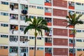 Colorful residential building facade in Hong Kong