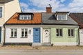 Colorful residential street houses Ystad Sweden