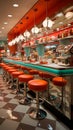 Colorful retro american diner interior design, bar, cafe Royalty Free Stock Photo