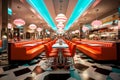 Colorful retro american diner interior design, bar, cafe Royalty Free Stock Photo