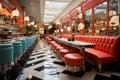 Colorful retro american diner interior design, bar, cafe Royalty Free Stock Photo