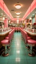 Colorful retro american diner interior design, bar, cafe Royalty Free Stock Photo