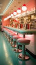 Colorful retro american diner interior design, bar, cafe Royalty Free Stock Photo