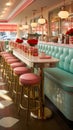 Colorful retro american diner interior design, bar, cafe Royalty Free Stock Photo