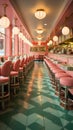 Colorful retro american diner interior design, bar, cafe Royalty Free Stock Photo