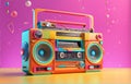 Colorful retro boombox 3d illustration