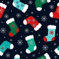 colorful retro christmas stockings seamless pattern Royalty Free Stock Photo