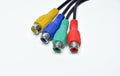 Colorful retro female video and audio electrical connectors Royalty Free Stock Photo