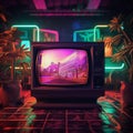 Retro Gamer Room Cyberpunk Style